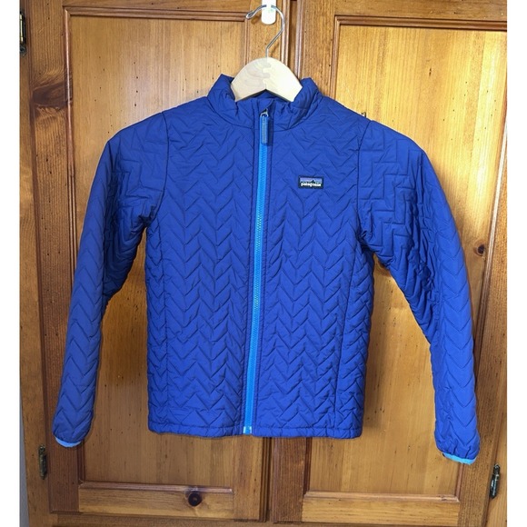 Patagonia Other - Patagonia Girl's M Sweater Jacket Quilted Chevron Blue Full Zip Coat Outdoor